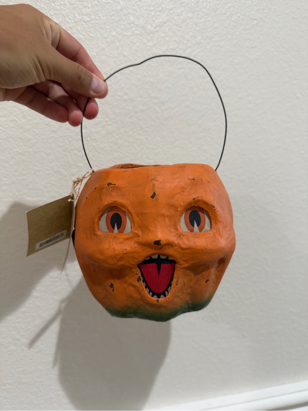 Bethany Lowe Orange Scary Pumpkin Treat Bucket